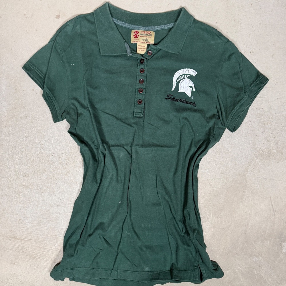 IZOD Collegiate Womens Michigan State Spartans Polo Shirt Green XL ICSML015